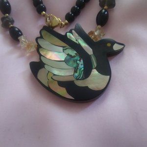 Inlay swan Necklace